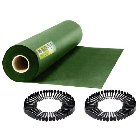 Agrowłóknina ogrodowa 1,6 m x 50 m 70 g/m2 + 100 szpilek  - zielona