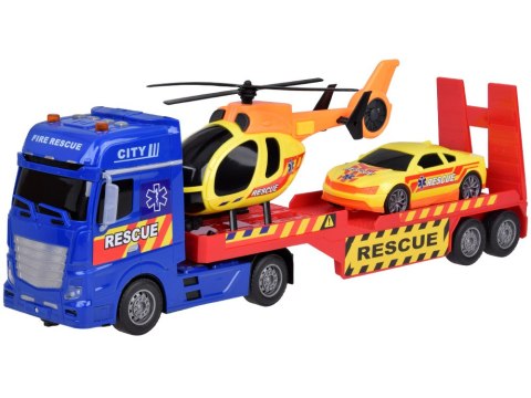 Zestaw Ratunkowy Ciężarówka Helikopter Auto efekt Dźwięk Światło