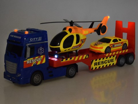 Zestaw Ratunkowy Ciężarówka Helikopter Auto efekt Dźwięk Światło