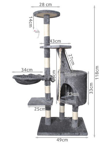 Drapak legowisko Drzewko dla kota 118cm szare Drapak legowisko Drzewko dla kota 118cm szare