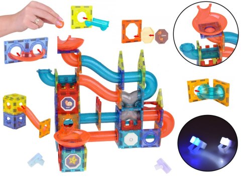 Klocki Magnetyczne 3D Zbuduj Duży świecący Tor Kulkowy 142 ele ZA5238 Klocki Magnetyczne 3D Zbuduj Duży świecący Tor Kulkowy 142 ele ZA5238