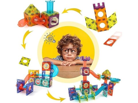 Klocki Magnetyczne 3D Zbuduj Duży świecący Tor Kulkowy 142 ele ZA5238 Klocki Magnetyczne 3D Zbuduj Duży świecący Tor Kulkowy 142 ele ZA5238