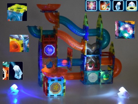 Klocki Magnetyczne 3D Zbuduj Duży świecący Tor Kulkowy 142 ele ZA5238 Klocki Magnetyczne 3D Zbuduj Duży świecący Tor Kulkowy 142 ele ZA5238