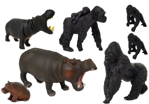Zestaw Figurek Zwierzęta Safari Hipopotamy Goryle Zestaw Figurek Zwierzęta Safari Hipopotamy Goryle