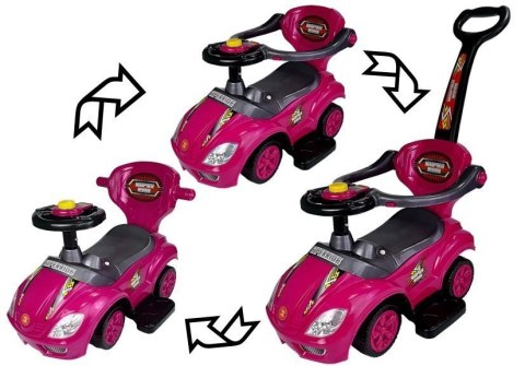 Jeździk z Pchaczem Mega Car 3w1 Różowy Jeździk z Pchaczem Mega Car 3w1 Różowy