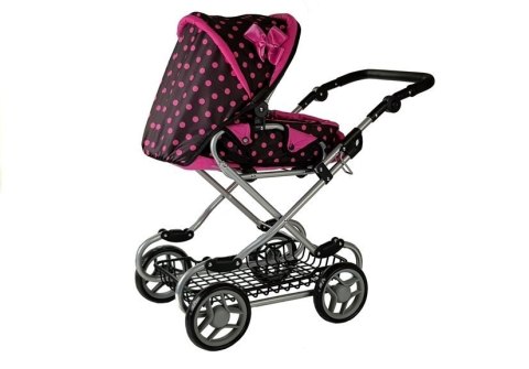 Wózek dla lalek Alice czarno-różowy z Nosidełkiem