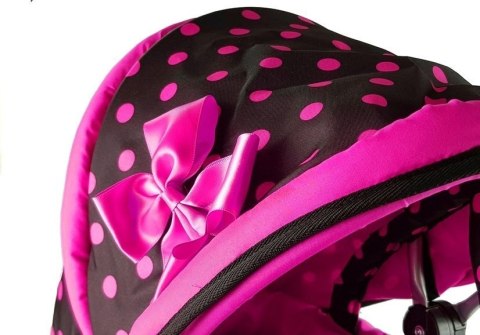 Wózek dla lalek Alice czarno-różowy z Nosidełkiem