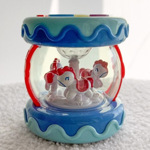 WOOPIE Bębenek Pozytywka Projektor 3w1 Zabawka Muzyczna dla Niemowląt + Walec Roller do Nauki Raczkowania