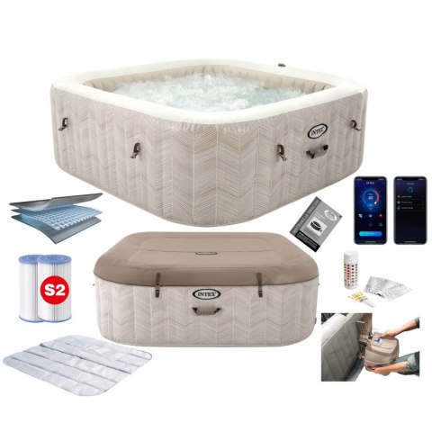 Dmuchane jacuzzi kwadratowe hydromasaż 6 os. 196x71 cm akcesoria premium INTEX 28472 Dmuchane jacuzzi kwadratowe hydromasaż 6 os. 196x71 cm akcesoria premium INTEX 28472