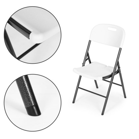 Komplet 4 krzeseł składanych zestaw cateringowy metal HDPE białe