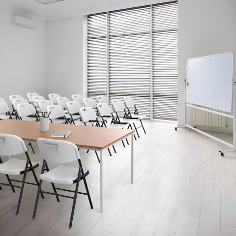 Komplet 4 krzeseł składanych zestaw cateringowy metal HDPE białe