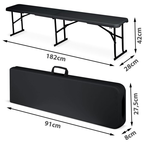 Ławka ogrodowa składana 180 cm Plonos czarna