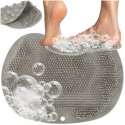 Myjka silikonowa do pleców stóp z przyssawkami masażer do mycia szczotka pod prysznic szary