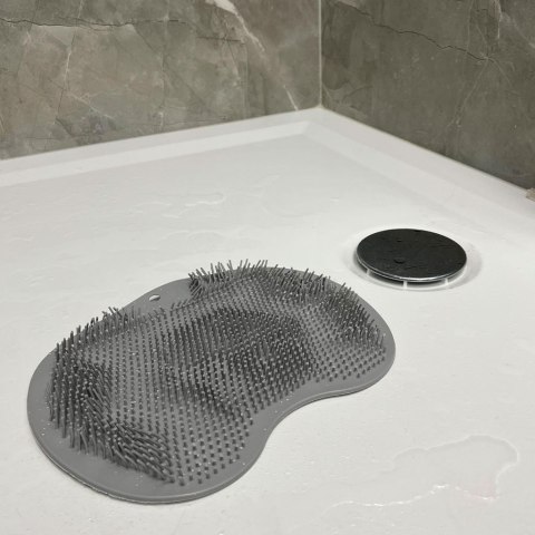 Myjka silikonowa do pleców stóp z przyssawkami masażer do mycia szczotka pod prysznic szary