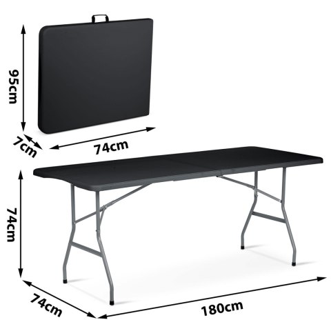 Stół ogrodowy składany 180 cm Plonos czarny