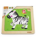Viga Klocki drewniane 51317 Puzzle na podkładce-zebra