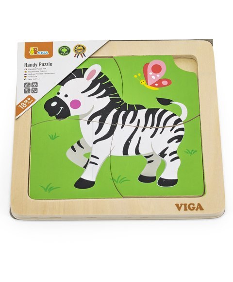 Viga Klocki drewniane 51317 Puzzle na podkładce-zebra